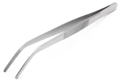 Produktbild von Edelstahl Futterpinzette - 20 cm - Abgewinkelt
