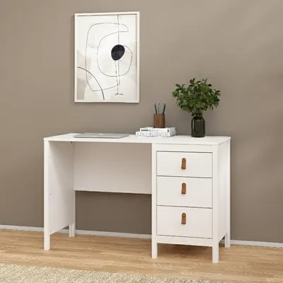 Image de Murjan - Bureau, 120x48x77h cm Blanc, 3 Tiroirs