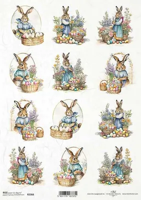 Produktbild von ITD Reispapier Decoupage Bastelpapier Serviettentechnik-R2368 Osterhasen
