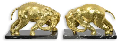 Produktbild von Paar Buchstützen aus Bronze in Form von Elefanten Replikat Retro Design Dekoration