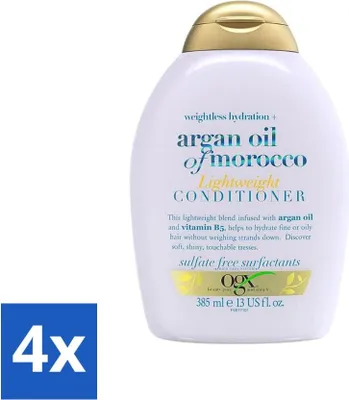 Image de OGX - Huile d'argan du Maroc - Après-shampooing - Léger - Nourrissant - 385 ml - Pack avantage - 4 pièces