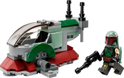 Produktbild von LEGO 75344 Star Wars Boba Fetts Starship – Microfighter Set, Modell aus Der Mandalorianer, baubares Spielzeug mit Flick-Shooter und verstellbaren Flügeln