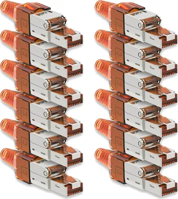 Produktbild von Netzwerkstecker Cat7 CAT 7 RJ45 Stecker 12x Steckverbinder werkzeuglos geschirmt