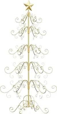 Image de vidaXL Sapin de Noël en métal doré 150 cm Acier revêtu par poudre