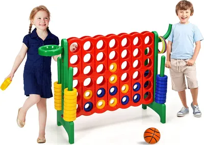 Produktbild von Riesiges 4 Gewinnt Spiel mit Basketballkorb und Wurfspiel, Strategiespiel für Kinder und Erwachsene, 4 in Einer Reihe, Brettspiel Spielzeug,Vier in Reihespiel Kinderspiel (Rot+Grün-Rahmen)