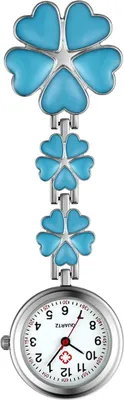 Produktbild von Damen-Taschenuhr zum Anklipsen, Krankenschwesteruhr aus Zinklegierung, Ansteckuhr in Blumenform, Hängende Taschenuhr, mit fünf herzförmigen