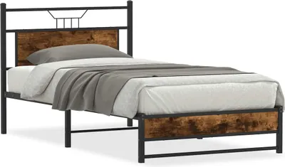 Produktbild von vidaXL Bettgestell ohne Matratze Räuchereiche 100x200 cm Holzwerkstoff