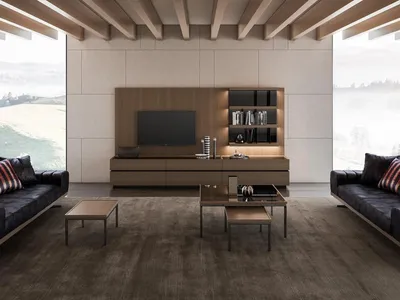 Zdjęcie produktu dla Drewniane meble do salonu luksusowa meblościanka nowoczesny design wyposażenie nowy