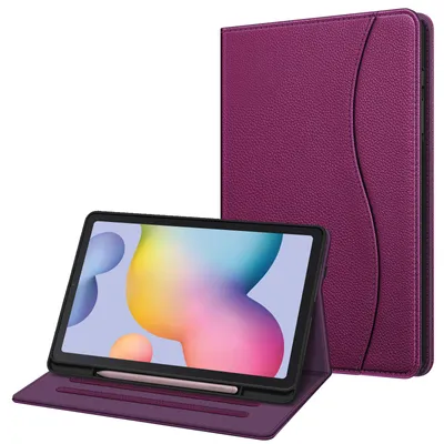 Zdjęcie produktu dla Etui Fintie do Samsung Galaxy Tab S6 Lite 10.4 2022/2020 SM-P610/P613/P615/P619, miękkie etui z TPU z uchwytem na rysik S Pen i miejscem na dokumenty, fioletowe