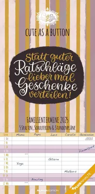 Produktbild von Cute as a button 2025 Familienplaner - Familien-Timer - Termin-Planer - Kinder-Kalender - Familien-Kalender - 22x45