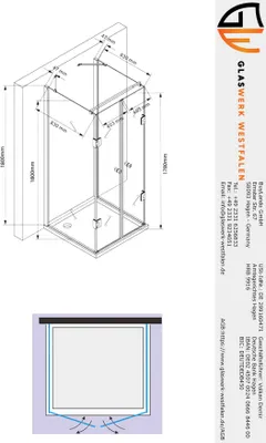 Immagine prodotto di Glaswerk Westfalen - Emma 90x90x90x180 cm U Cabina doccia + DT - Bianco