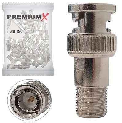 Produktbild von PremiumX 50x F-Adapter F-Buchse - BNC-Stecker auf F Kupplung Adapter