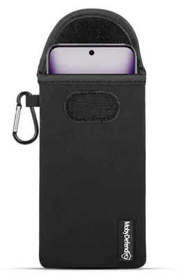 Productafbeelding van MobyDefend Hoesje - Geschikt voor Oppo Reno12 - Neopreen Pouch Met Karabijnhaak - Insteek - Riemlus - Zwart