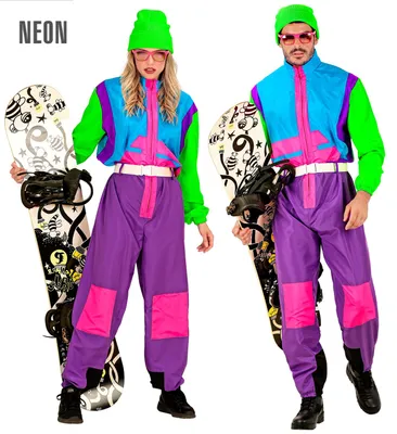 Obrázek produktu pro Kostým snowboardista lyžařská kombinéza barevná neonová, velikost:XL