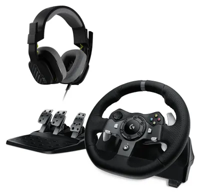 Produktbild von Bundle G920 Driving Force Racing Wheel + Logitech Astro A10 Xbox Gaming-Headset, Weiß