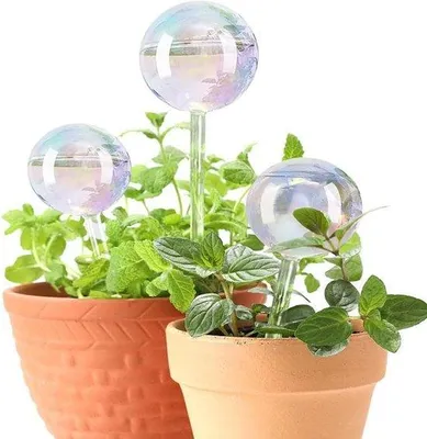 Imagen del producto de Bolas de riego automáticas de vidrio, 3 unidades, coloridas, para uso en interiores, ideales para viajes