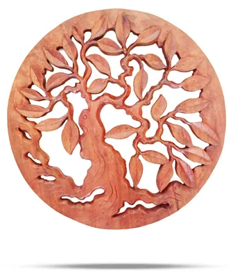 Productafbeelding van Rond decoratief houten paneel met Levensboommotief, 30 cm