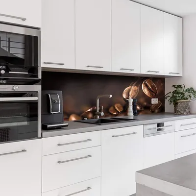 Produktbild von Dedeco Küchenrückwand Motiv: Kaffe V1, 3mm Aluminium Alu-Platten als Spritzschutz Küchenwand Verbundplatte wasserfest, inkl. UV-Lack matt, alle Untergründe, 280 x 60 cm