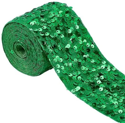 Immagine prodotto di Nastro di paillettes in tessuto morbido, lungo 3,65 metri e largo 75 mm, ideale come accessorio per progetti fai-da-te e per decorare cuciture