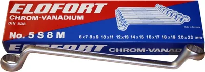 Produktbild von Doppel-Ringschlüssel-Satz 'ELORA' CRV 6 - 22 mm gekröpft / 8-teilig
