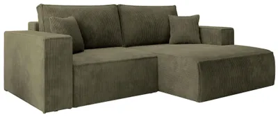 Produktbild von Selsey Farese Mini – Ecksofa mit Cordbezug, Schlaffunktion und Stauraum, Olivgrün, rechts