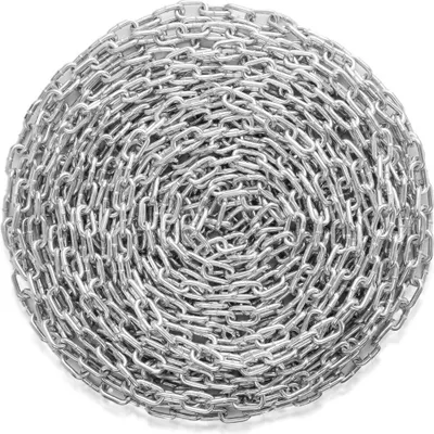 Obrázok produktu pre Reťaz z uhlíkovej ocele - 7,3 mm x 28 m - bariérová reťaz - odolná článková reťaz - bezpečnostná reťaz pre priemyselné a domáce použitie