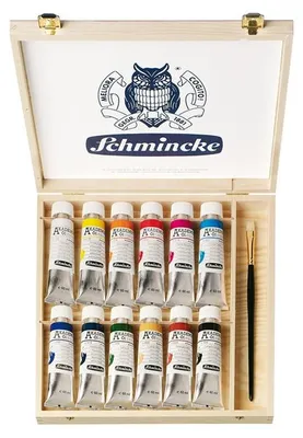 Produktbild von Schmincke AKADEMIE Ölfarben-Set 12 × 60 ml im Holzkasten