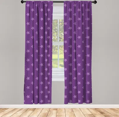 Produktbild von ABAKUHAUS Star Vorhänge, Gardinen, Simplistic Lila Farbpalette Einfarbige Design Künstlerische Formen Wiederholung, 2 Stück 75 x 225 cm, , Lila und Mauve