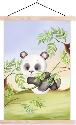 Produktbild von MuchoWow® Textilposter Dschungel - Panda - Tiere 60x90 cm mit holzfarbenen Rahmen - Textil
