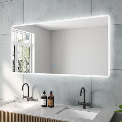 Produktbild von Badspiegel Badezimmerspiegel mit Beleuchtung Led Spiegel Lichtspiegel Badezimmer Spiegel Touch 140x70cm Kaltweiß Neutralweiß Warmweiß Modern Ecken abgerundet
