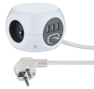 Produktbild von Electraline Steckdosenwürfel mit Schalter, 35443