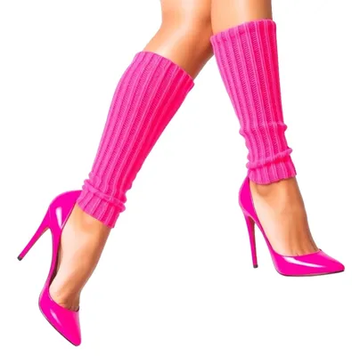Immagine prodotto di Outfit anni '80 e '90 per Carnevale e feste in maschera – Gambali rosa Calze neon come accessorio Costume retrò neon