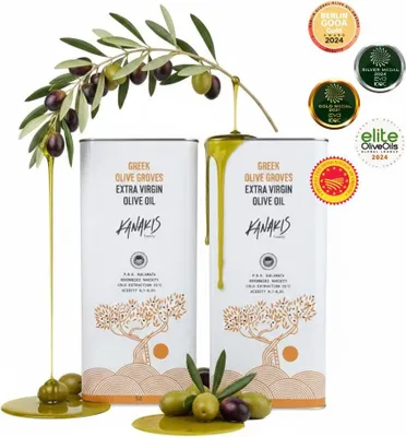 Produktbild von Kanakis | Olivenöle 2x5 L - Kaltgepresst - Fruchtiger Duft - Aus Griechenland - EV Classic - Natives Olivenöl Extra - milder Geschmack - Frisch