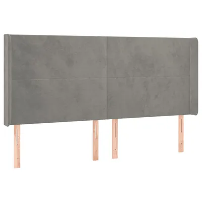Produktbild von vidaXL Kopfteil mit Ohren Hellgrau 163x16x118/128 cm Samt