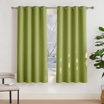 Zdjęcie produktu dla Zasłony zaciemniające, kolor zielony, wymiary 175 cm (wysokość) x 140 cm (szerokość), zestaw 2 sztuk