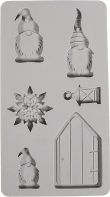 Produktbild von Rayher Silikon Gießform Wichtel, 14,5x26x1cm, 6 Formen, Box 1Stück