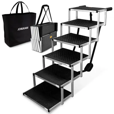 Obrázek produktu pro Schůdek pro psy do auta - 80 cm - 6 schodů - hliník, černá barva