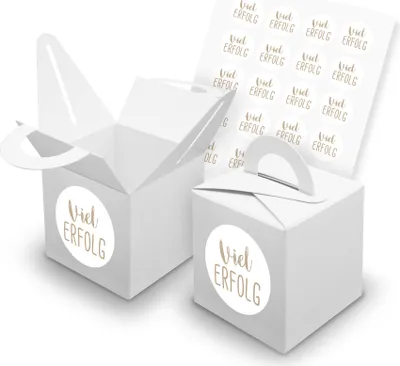 Produktbild von itenga SET 24x Würfelboxen mit Griff Weiß (V42) + Motivsticker (M121)