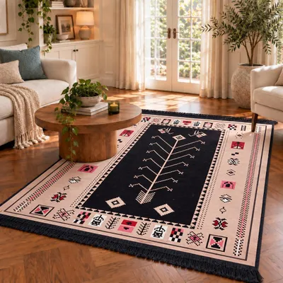 Obrázok produktu pre BiggHome Dvojstranný koberec, vzor Kelim 120×180 cm – možné prať v práčke, moderný dizajn