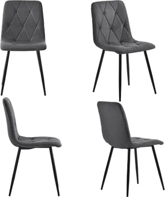 Obrázek produktu pro Jídelní židle AIORBER, 4 kusy, keprové plátno, pohodlné a prodyšné, s opěradlem, kovový rám, do jídelny, obývacího pokoje, 45x40x86cm, šedá barva