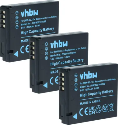 Produktbild von vhbw 3x Akku Ersatz für Panasonic DMW-BCJ13E, DMW-BCJ13 für Kamera (1000 mAh, 3,6 V, Li-Ion), Infochip