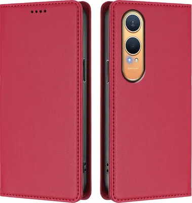 Obrázek produktu pro Kožené pouzdro pro OnePlus Nord CE4 Lite, magnetické flipové pouzdro zPolyuretankůže se stojánkem Červená