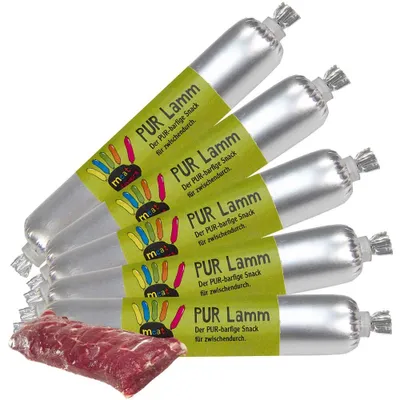 Produktbild von 5x70g Schecker - Meatfingers PUR Lamm - der PUR BARFIGE Snack für Zwischendurch