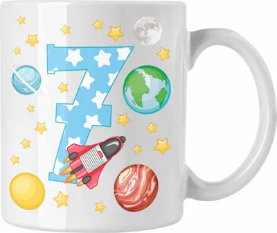 Produktbild von Trendation - 7. Geburtstag Tasse Geschenk Becher Siebter Bday Geschenkidee 7 Jahre Alt Junge Mädchen Kakaotasse (Weiß)