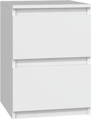 Produktbild von Moderner Nachttisch Malwa M2 mit 2 Schubladen – Griffloses Design | Farbe: Weiß | 30x30x40cm