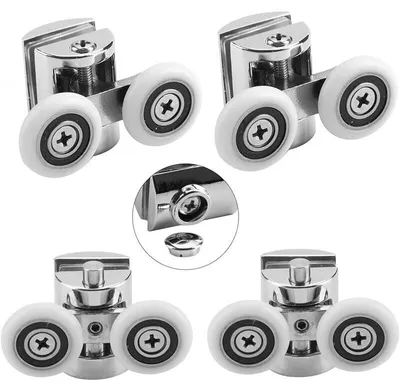 Produktbild von Lot von 4 Doppelroulettes – für die Duschtür, 2 Roues mit einem Durchmesser von 23 mm und einer Zinklegierung im Badezimmer