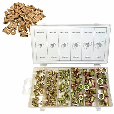 Produktbild von Nietmuttern-Set 150 Stück M3–M10 Stahl verzinkt in Sortimentsbox