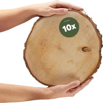 Produktbild von Große 30 cm Baumscheiben 10er Pack zum Holz-Deko Basteln