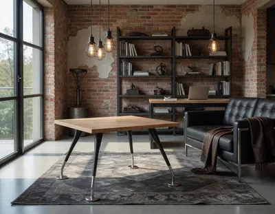 Image de Table basse pratique au design minimaliste, en bois et en métal