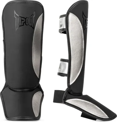Image de Protège-tibias junior en similicuir (1 paire) SILVA Black/Silver S/M Tapout